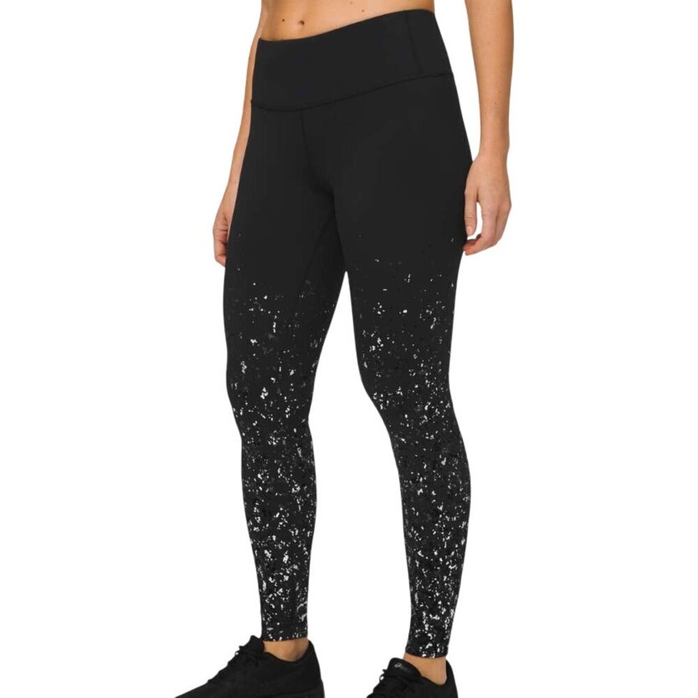 Lululemon Speed Wunder Tight 28" Speckle Shine Black Silver Metallic Leggings